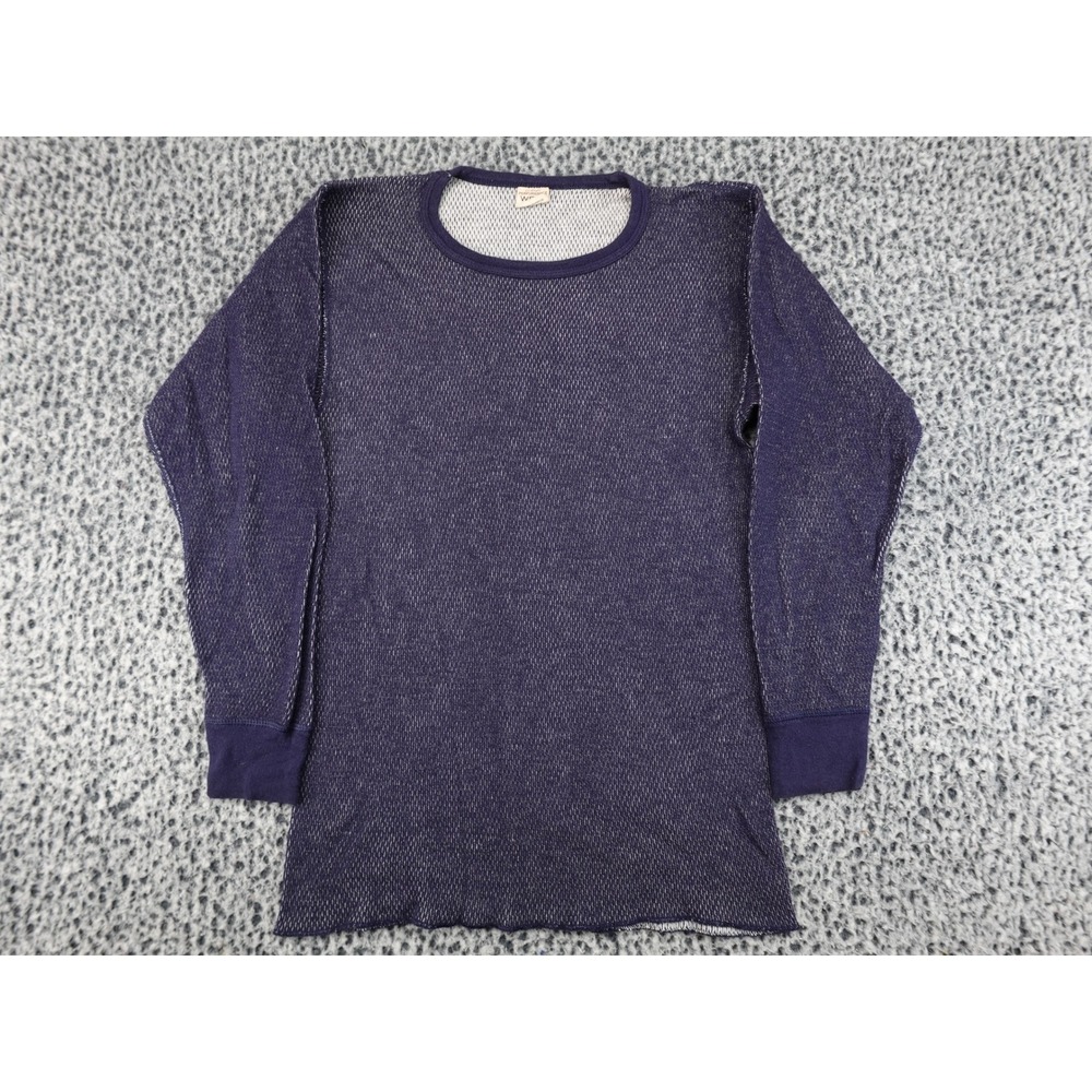 J.E. Morgan Thermal Shirt Mens L Navy Blue Waffle Knit Base Layer‎ USA Made